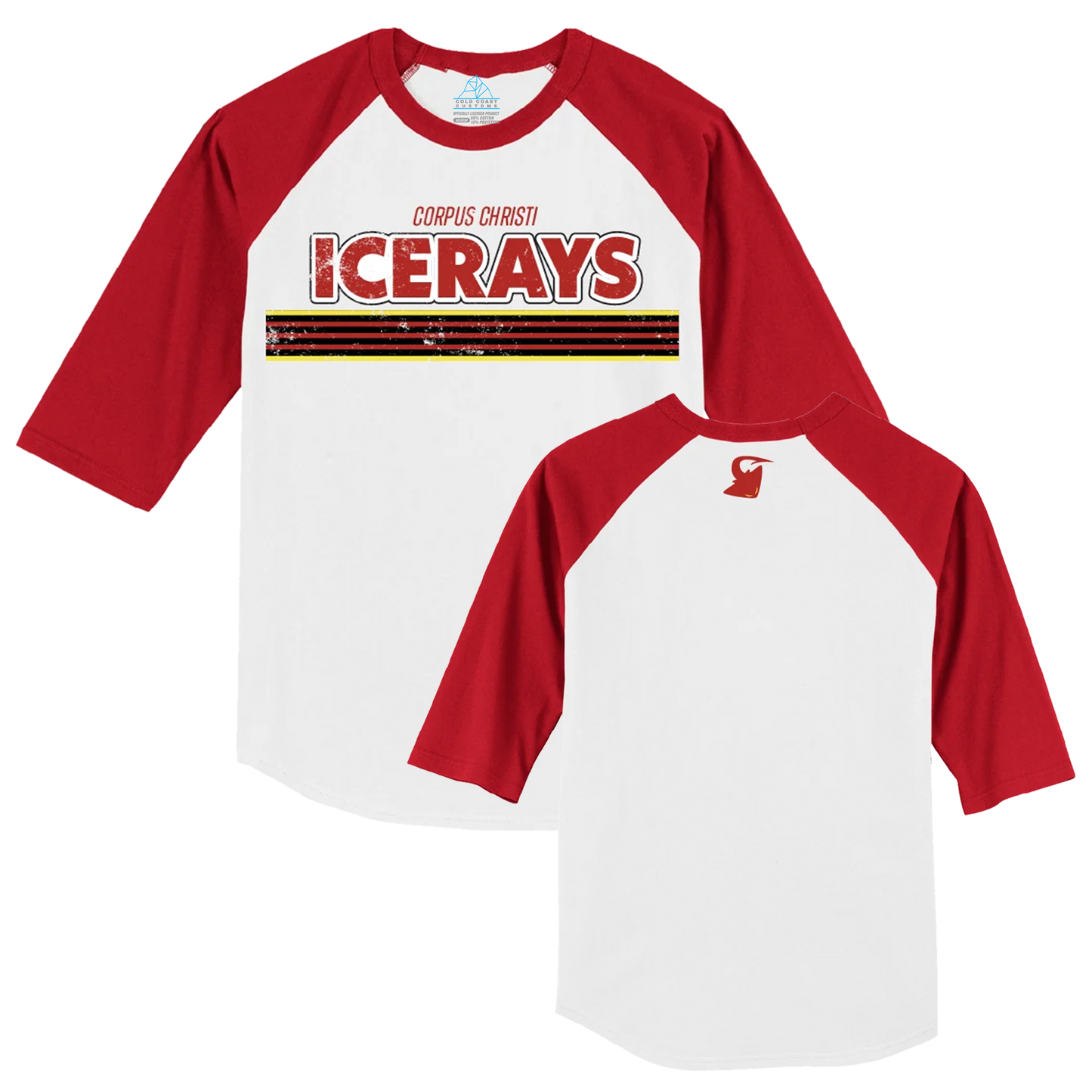 Corpus Christi IceRays Vintage Raglan T-Shirt Red/White Double