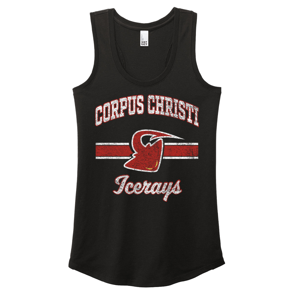 Corpus Christi IceRays Womens Retro Stripe Tank Black
